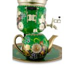 Samovar electric 3 liters "Bank" in the set "Field berry" hand-painting (auto power off button)