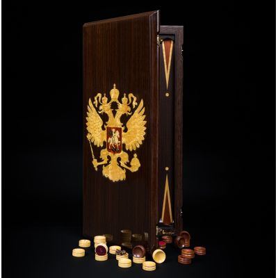 Backgammon "Gift Coat of Arms Russia" Wenge