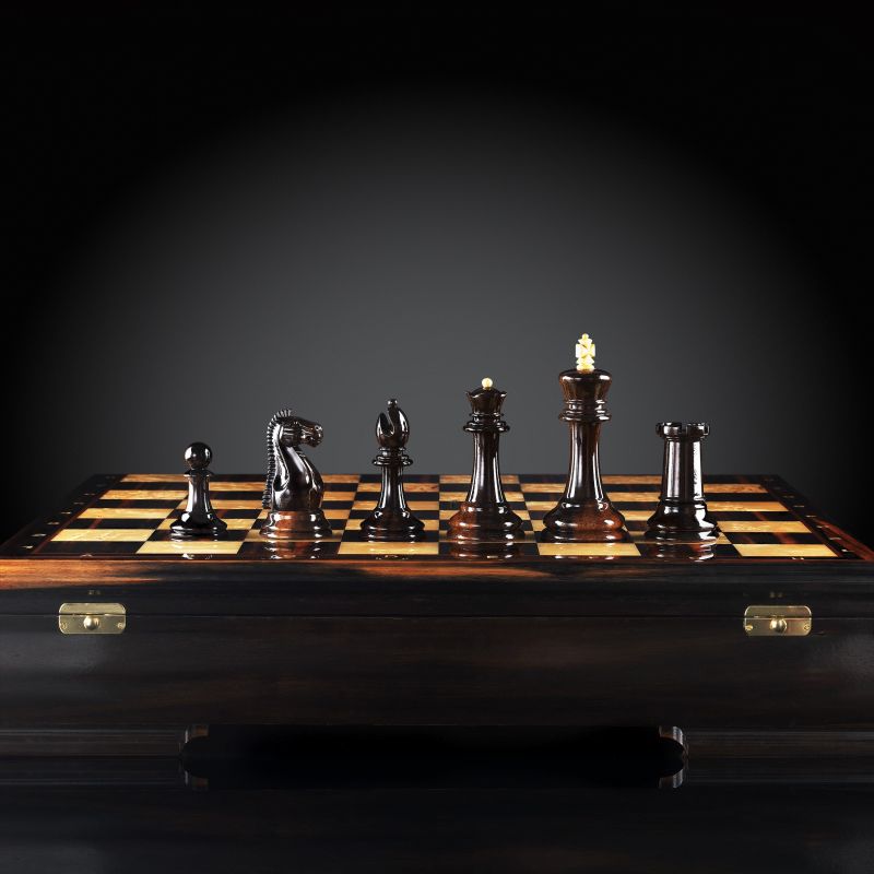 Macassar Ebony and Maple Wooden Tournament Chessboard