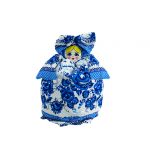 Doll on the kettle and samovar "The girl in the blue dress" (medium)