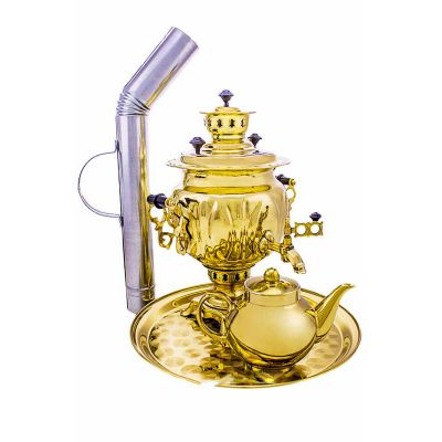 Samovar on coal, charcoal, firewood 2.5 liters "Round" in the set "Present"