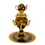 Samovar electric 3 liters "Tula" in the set "Peaches" hand-painting (auto power off button)