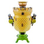 Samovar electric 3 liters "Bank" in the set "Spasskaya Tower" hand-painting (auto power off button)