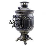 Samovar electric 3 liters "Bank with faces" in the set "Metelitsa" hand-painting (auto power off button)