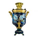 Samovar on coal, charcoal, firewood 5 liters "Classic" hand-painting "Zhostovo in blue"