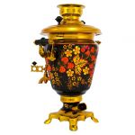 Samovar electric 3 liters "Cone" hand-painting "Classical Khokhloma" (auto power off button)