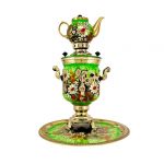 Samovar electric 3 liters "Bank" in the set "Camomiles" hand-painting (auto power off button)