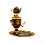 Samovar electric 3 liters "Tula" in the set "Classic Khokhloma" hand-painting (auto power off button)
