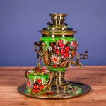 Samovar electric 3 liters "Bank" in the set "Camomiles" hand-painting (auto power off button)