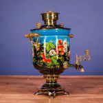 Samovar on coal, charcoal, firewood 5 liters "Classic" hand-painting "Strawberries"