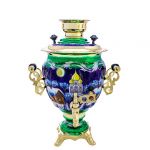 Samovar electric 3 liters "Tula" in the set "Christmas night" hand-painting (auto power off button)