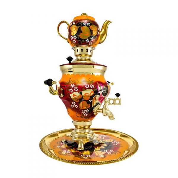 Samovar electric 3 liters "Vase" in the set "Glukhari" hand-painting (auto power off button)