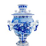 Samovar electric 3 liters "Tula" in the set "Winter Gzhel" hand-painting (auto power off button)