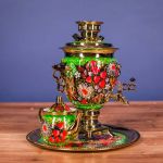Samovar electric 3 liters "Tula" in the set "Camomiles" hand-painting (auto power off button)
