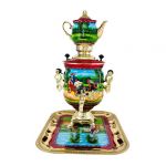 Samovar electric 3 liters "Bank" in the set of "Summer Three" hand-painting (auto power off button)