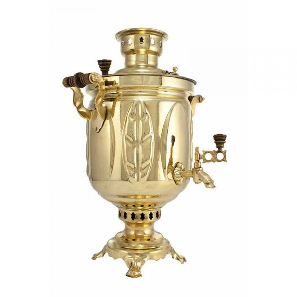 Samovar combined (electric or coal, charcoal, firewood) 5 liters "Gold leaf"