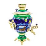 Samovar electric 3 liters "Tula" in the set "Christmas night" hand-painting (auto power off button)