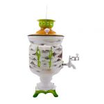 Samovar electric 3 liters "Bank" in the set "Birch with a hatchet" hand-painting (auto power off button)