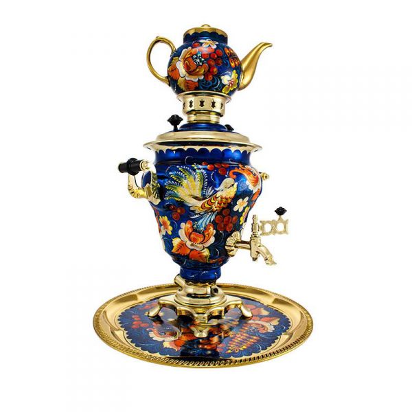 Samovar electric 3 liters "Pear" in the set "Firebird" hand-painting (auto power off button)