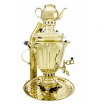 Samovar on coal, charcoal, firewood 5 liters "Glass with edges" in a set of "Present"