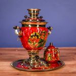 Samovar electric 3 liters "Bank" hand-painting "Kudrin" (auto power off button)