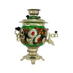 Samovar electric 3 liters "Round" hand-painting "Camomiles" (auto power off button)