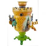 Samovar electric 3 liters "Bank" in the set "Spasskaya Tower" hand-painting (auto power off button)