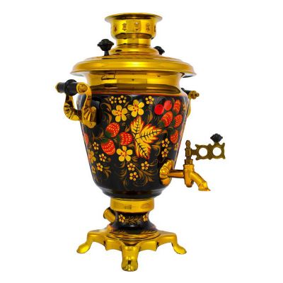 Samovar electric 3 liters "Cone" hand-painting "Classical Khokhloma" (auto power off button)