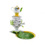 Samovar electric 3 liters "Bank" in the set "Birch" hand-painting (auto power off button)