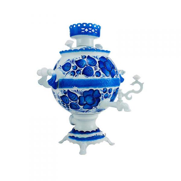 Samovar electric 3 liters "Ball" in the set "Gzhel" hand-painting (no auto power off button)