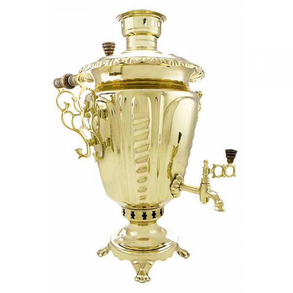 Samovar combined (electric or coal, charcoal, firewood) 7 liters "Glass" with faces "pigtail"