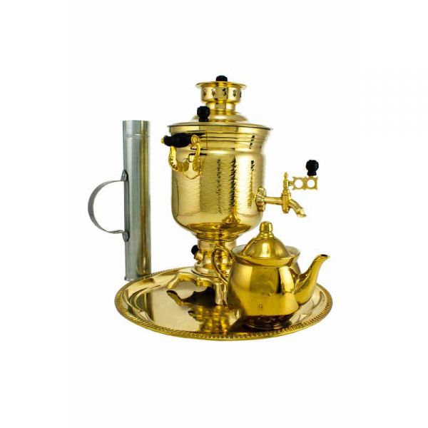 Samovar on coal, charcoal, firewood 2.5 liters of "Bank" in the set of "Present"