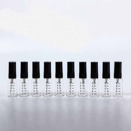 A bottle for storage, with a spray, packing 10 pcs, 5 ml, black/transparent color-6