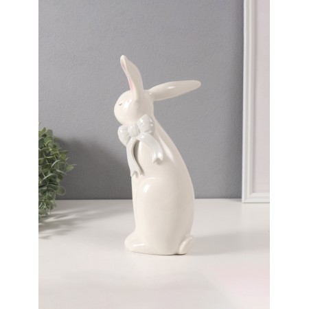 Souvenir Ceramics "White Bunny with a large bow" 10.5x19.5x29.5 cm-3