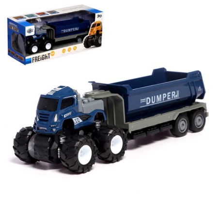 Metal “dump truck”, inertia, with plastic elements, blue color