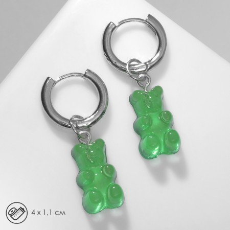 Earrings Assorted "Marmalade Bears" Transformer, Salad color in silver