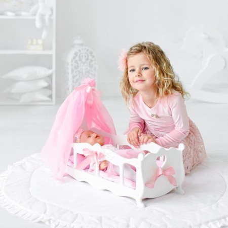 Coted for dolls with bed linen and a canopy, the collection "Diamond Princess" White-2