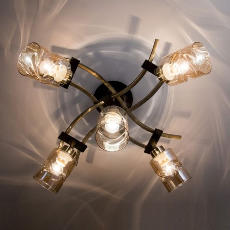 Ceiling chandelier Citilux "Merida" CL142154, 60x60x38 cm, 5x75W, E27, brown color-9