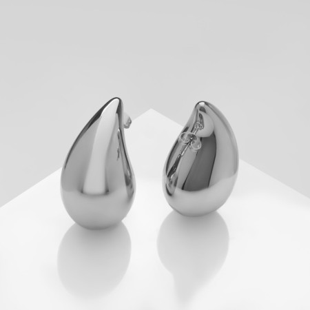 Earrings Metal "drop", color silver-1