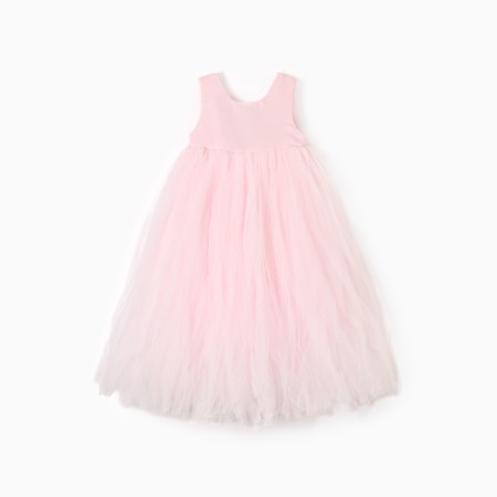 Dress children's elegant kaftan growth 130, dusty pink-7
