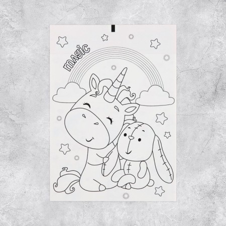 Paper stickers "unicorns", with coloring on the back, 11 × 15.5 cm-2