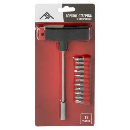 Screwdriver with a set bit scrap, T-shaped holder, 11 items-4