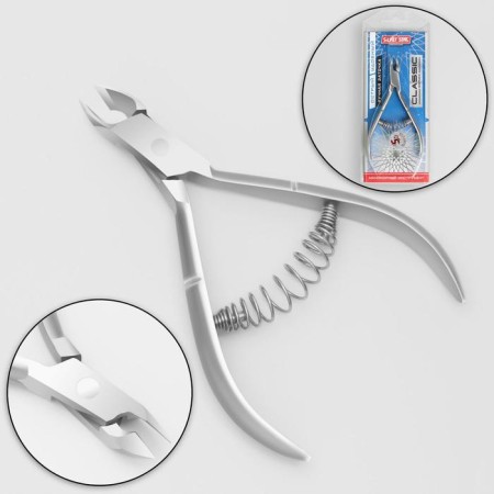 Manicure nippers for cuticle, spring connection, 10 cm, blade length - 5 mm, on the blist, the color is silver, AT -940