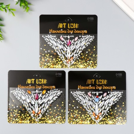 Stick plastic rhinestones "Decoration. Flight" mix 15x12 cm-1