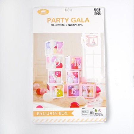 A set of boxes for balloon love, white, 30x30x30 cm, 4 pcs.-1