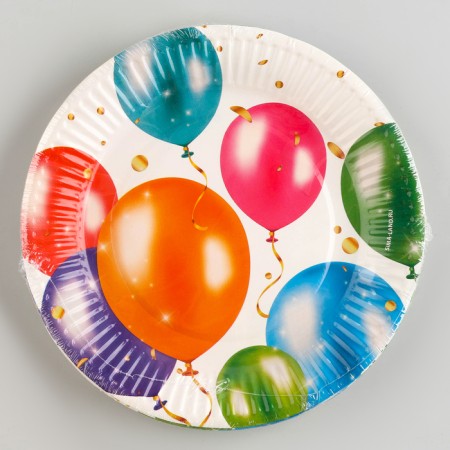Disposable paper plate "Happy Birthday", balls 18 cm-5