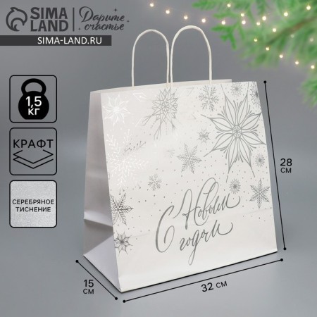 Package gift craft Winter, 32 x 28 x 15 cm, New Year