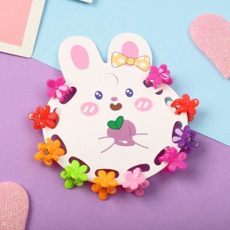 Hair crab "Doll" (set 10 pcs) Flower, 1.4 cm, mix
