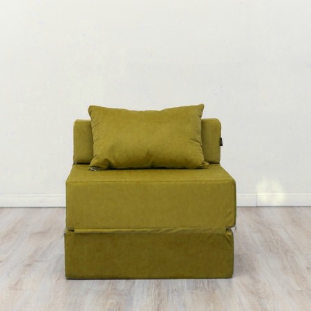 Handwheel chair-bed "Essen", velor fabric, mustard color-1