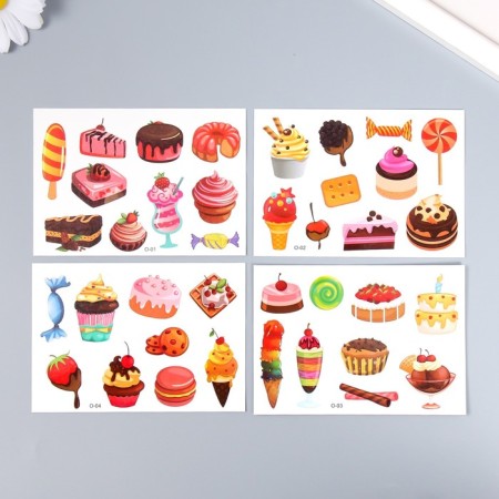Tattoo on the body color "Sweets. Desserts" 11.5x8 cm, mix